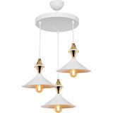 Modelight Maya Karo Beyaz/gold Üçlü Yemek Odası Oturma Odası Salon Mutfak Avize