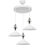 Modelight Maya Karo Beyaz/krom Üçlü Yemek Odası Oturma Odası Salon Mutfak Avize - Beyaz - Krom