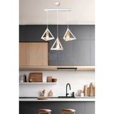 Modelight Prızma 3Lu Sıralı Avıze Beyaz (Gold Lalelı) Salon-Oturma-Cocuk Odası-Yemek-Yatak Odası--Antre-Mutfak