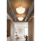 Modelight Roma Plafonyer Avize - Modern Retro Tavan Aydınlatması - Salon, Yatak Odası, Mutfak, Koridor, Antre ve Hol Tavan Aydınlatması - OPAL/KROM - Beyaz