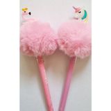 Modellino 2'li Ponpon Yumurtlayan Kalem Unicorn Flamingo Başlı Renk Seçenekli - Açık Pembe