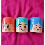Modellino 3'lü 3 Farklı Renkte Başlıklı Face Emoji Ikili Silindir Kalemtıraş