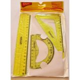 Modellino 3'lü Golden Kit Kırılmaz Esnek Flexible Cetvel Takımı - Sarı