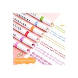 Modellino 6'lı Desenli Fosforlu Kalem Linear Color Pen Çiçek Kalp Yıldız Desen Çizen Silindir Sihirli Kalem