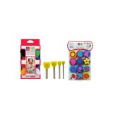 Modellino 6'lı Parmak Boyası 6x30ml Südor + 4'lü Ponpon Sünger Fırça 12'li Sünger Eva Baskı Seti