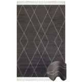 Modena Siyah Geometrik Mikro Modern Geometrik Etnik Desenli Boho Makinada Yıkanabilir Hav Toz Vermez Leke Tutmaz Kaymaz Taban Dijital Makine Baskı Halı Oturma Odası Salon Yolluk Koridor Mutfak Halısı