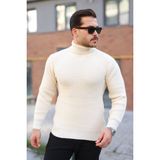 Moderie Butik Erkek Boğazlı Örme Kazak - Açık Krem - 2XL