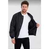 Moderie Butik Erkek Düz Bomber Ceket - Siyah - L