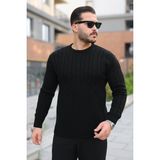 Moderie Butik Erkek Örgü Desen Bisiklet Yaka Kazak - Siyah - XL