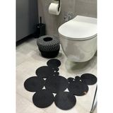 Moderin Görünüm Doğal Jüt Banyo Klozet Önü Paspası Sepet Çift Taraflı Kullanımına Uygun Paspas Çöp Kovası Takımı Banyo Düzenleyici Seti (SİYAH-KIRÇIL)
