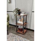 Modern 3 Katlı Ahşap Dekoratif Orta Sehpa & Yan Sehpa | Çok Amaçlı Kitaplık Bitki Standı | Salon, Ofis ve Oturma Odası Düzenleyici | Messer (Ceviz, Square)