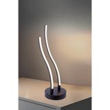 Modern 3'lü Çubuk LED Masa Lambası, Siyah Mat, Metal Gövde, Dalga Tasarım, 3 Renk Sıcaklığı, Oturma Odası için