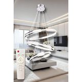 Modern 3'lü Geniş Halka Model 3 Renk Kumandalı (Beyaz&saı&günışığı) LED Avize - Krom