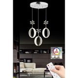 Modern 3'lü Gümüş LED Avize, Kumandalı, 3 Renk Işık Seçeneği - Altın - Gümüş - Bakır - Seçenek 1