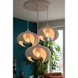 Modern 3’lü Sarkıt Avize Beyaz Geometrik Yemek Masası ve Salon Avizesi Çok Renkli 25 x 25