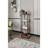 Modern 4 Katlı Ahşap Dekoratif Kitaplık ve Bitki Standı | Çok Amaçlı Raf Düzenleyici | Salon, Oturma Odası ve Ofis İçin Şık Tasarım | Messer (Ceviz, Square)