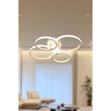 Modern 4'lü Beyaz Yuvarlak Model Beyaz LED Avize Salon Oturma Odası - Beyaz Led Işık