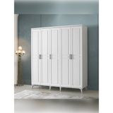 Modern 5 Kapaklı Komple Beyaz Mdf Gardırop Genç Odası ve Yatak Odası Dolabı