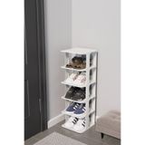 Modern 5 Katlı Ayakkabılık, Portatif Ayakkabı Rafı, Kolay Kurulum, 76x24.5x27.5 cm, 6 Raf ve Destek Parçaları ile (BEYAZ)