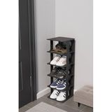 Modern 5 Katlı Ayakkabılık, Portatif Ayakkabı Rafı, Kolay Kurulum, 76x24.5x27.5 cm, 6 Raf ve Destek Parçaları ile (SİYAH)
