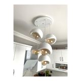 Modern 5'li Avize Beton Dokulu - Salon ve Oturma Odası İçin Şık Tasarım (RUSTİK AMPUL HEDİYELİ)