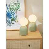 Modern Abajur Mint Green Beyaz Glop Camlı Masa Lambası - Yeşil