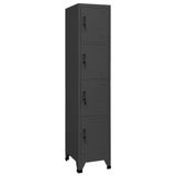 Modern antrasit yüksek saklama dolabı 38 x 45 x 180 cm - 4 kilitlenebilir kapı çelik dolap, ofisler, oturma odaları, okullar, koridorlar, sağlam yan sehpalar ve daha büyük dolaplar için ideal
