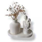 Modern Aşk Temalı Dekoratif Obje Seti Minimalist Vazo Ve Heykel Takımı
