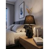 Modern At Abajur Siyah Büst Abajur Heykel – Siyah Şapka Dekoratif Masa Lambası, Şık Salon & Yatak Odası Aydınlatma