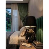 *Modern At Abajur Siyah Gold Büst Abajur Heykel – Siyah Şapka Dekoratif Masa Lambası, Şık Salon & Yatak Odası Aydınlatma