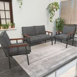 Modern Balkon, Bahçe, Cafe, Metal Kanepe Koltuk Takımı , Bahçe Mobilyası, 211 - Koyu Gri Koyu Gri