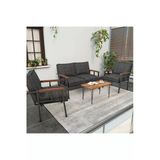 Modern Balkon, Bahçe, Cafe, Metal Kanepe Koltuk Takımı , Bahçe Mobilyası, 211 Sehpalı - Antrasit