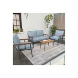 Modern Balkon, Bahçe, Cafe, Metal Kanepe Koltuk Takımı , Bahçe Mobilyası, 211 Sehpalı - Turkuaz