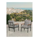 Modern Balkon, Bahçe, Cafe, Metal Koltuk, Kanepe Tekli - Açık Gri