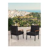 Modern Balkon, Bahçe, Cafe, Metal Koltuk, Kanepe Tekli - Siyah