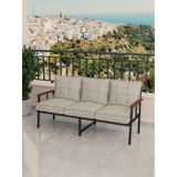Modern Balkon, Bahçe, Cafe, Metal Koltuk, Kanepe Üçlü - Krem Krem