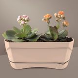 Modern Balkon Saksısı Tabaklı Delikli Plastik Saksı (Kahve, 5 Litre)