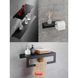 Modern Banyo 3'lü Set Banyo Askısı Havluluk Tuvalet Kağıtlığı Siyah