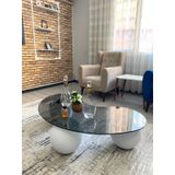 Modern Beton Dokulu 3 Top Orta Sehpa - Salon Sehpası (FÜME)