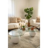 Modern Beton Dokulu 3 Top Orta Sehpa - Salon Sehpası - ŞEFFAF - BEYAZ