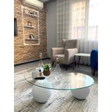 Modern Beton Dokulu 3 Top Orta Sehpa - Salon Sehpası (ŞEFFAF)