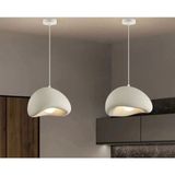 Modern Beton Tasarım | Organik Dokulu Sarkıt Avize - Ikili 30 cm - 2 - Beyaz