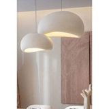 Modern Beton Tasarım | Organik Dokulu Sarkıt Avize - Tepsili/ikili 40 ve 50 cm - Beyaz