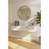 Modern Beyaz 2 Kapaklı Dresuar Dekoratif Antre & Salon Mobilya 100 cm - Ahşap - Bej - Siyah