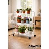 Modern Beyaz 3 Katlı Metal Tekerlekli Mutfak Ve Dekoratif Saksılık Çiçeklik Dayanıklı Raflı Stand-organizer Beyaz