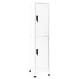 Modern beyaz çelik dolap 38 x 45 x 180 cm - Büro, okul ve ev için 2 kilitlenebilir kapı, askılar, havalandırma delikleri ve etiket tutuculu güvenli depolama alanı