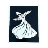 Modern Beyaz Çerçeveli Ahşap Semazen (Mevlana) Tablosu – 25x20 cm