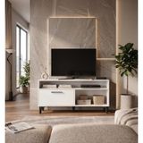 Modern Beyaz TV Ünitesi 120 cm - Ayaklı ve Duvara Monte Edilebilir Çift Yönlü Kullanım