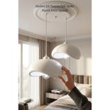 Modern Bohem Beton Görünümlü 2’li Sarkıt Avize Salon Oturma Odası İçin Ampul Uyumlu Dekoratif Model Beyaz 25 x 20