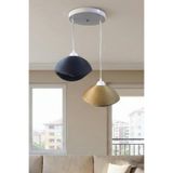 Modern Bohem Beton Görünümlü 2’li Sarkıt Avize Salon Oturma Odası İçin Ampul Uyumlu Dekoratif Model Siyah Bronz 25 x 20